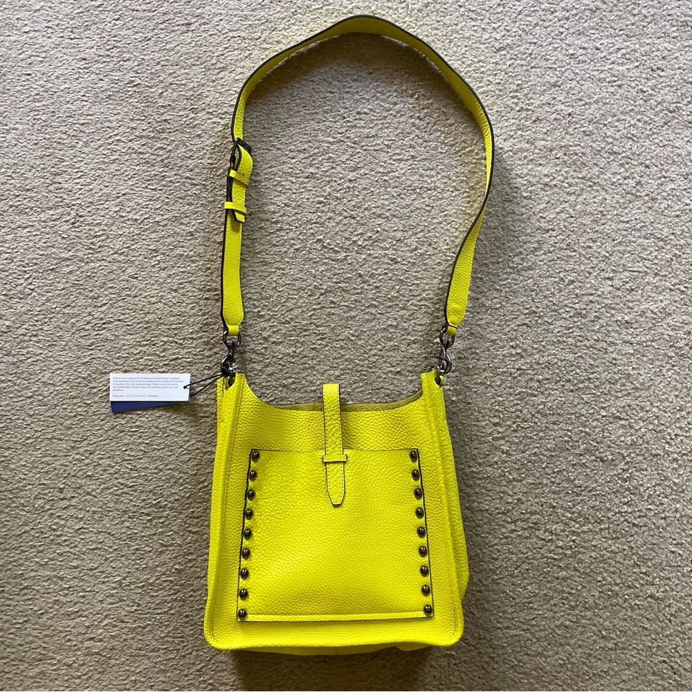 Rebecca Minkoff Genuine Leather Unlined Feed Limeade Crossbody Shoulder Bag NWT - Picture 2 of 16